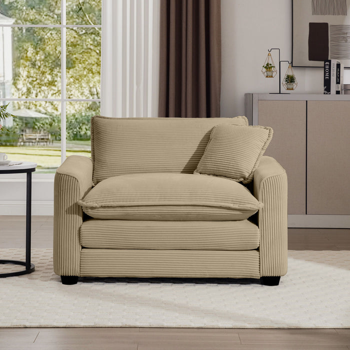 Modern Classic Corduroy Fabric Single Chair Deep Seat Sofa With Pillow