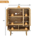 Sideboard Buffet Cabinet With Grille Slat Design With 3 Doors And Adjustable Shelves Home Essentials