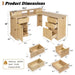 Fluted L-Shaped Desk With Charging Station & Storage Cabinet Home Essentials