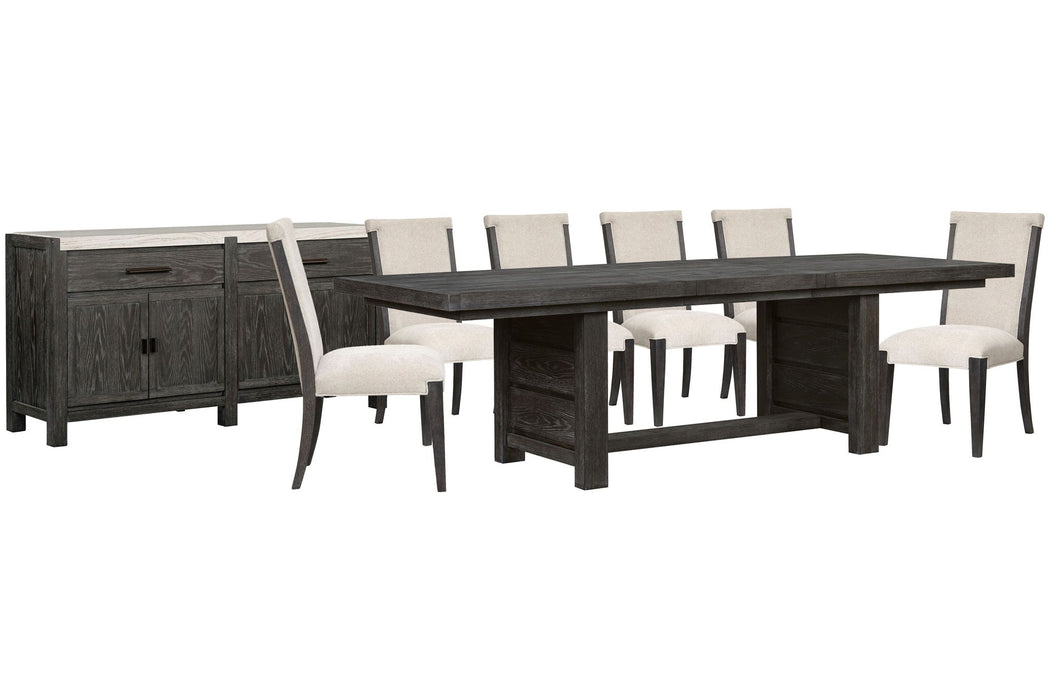 Plum Creek - 8 Piece Extendable Trestle Dining Table Set Magnussen Furniture