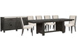 Plum Creek - 8 Piece Extendable Trestle Dining Table Set Magnussen Furniture