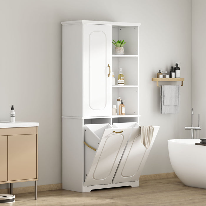 Freestanding Tall Storage Cabinet With 2 Tilt Out Hampers Noble House