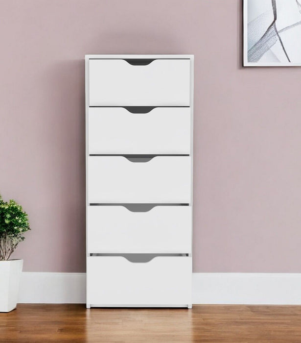 18" Five Drawer Standard Chest - White