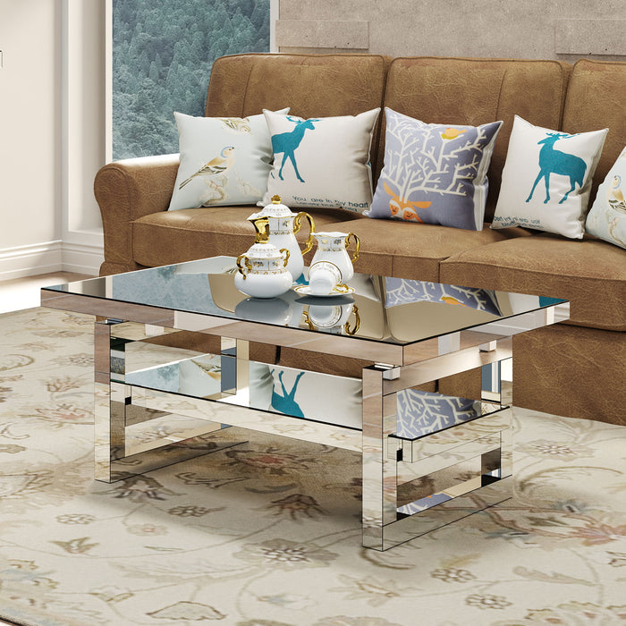 Square Coffee Table For Living Room - Silver Home Essentials