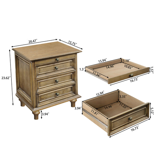 Nightstand With 4 Drawers With Hidden Pull Out Shelf - Light Brown Home Essentials