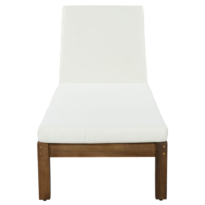 Adjustable Outdoor Patio Lounge Chair Chaise Lounge - Beige / Walnut Hearth and Haven