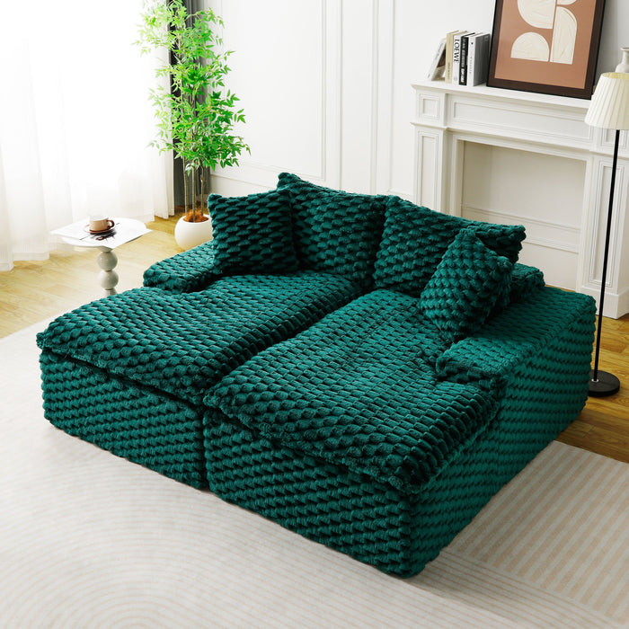 Double Chaise Lounge With Full Compressed Sponge Home Essentials