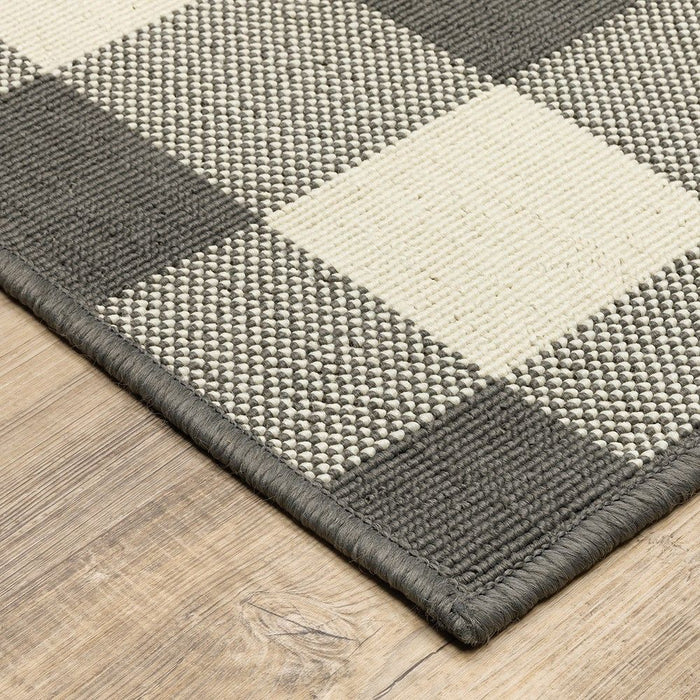 4' X 6' Indoor / Outdoor Area Rug - Gray / Ivory