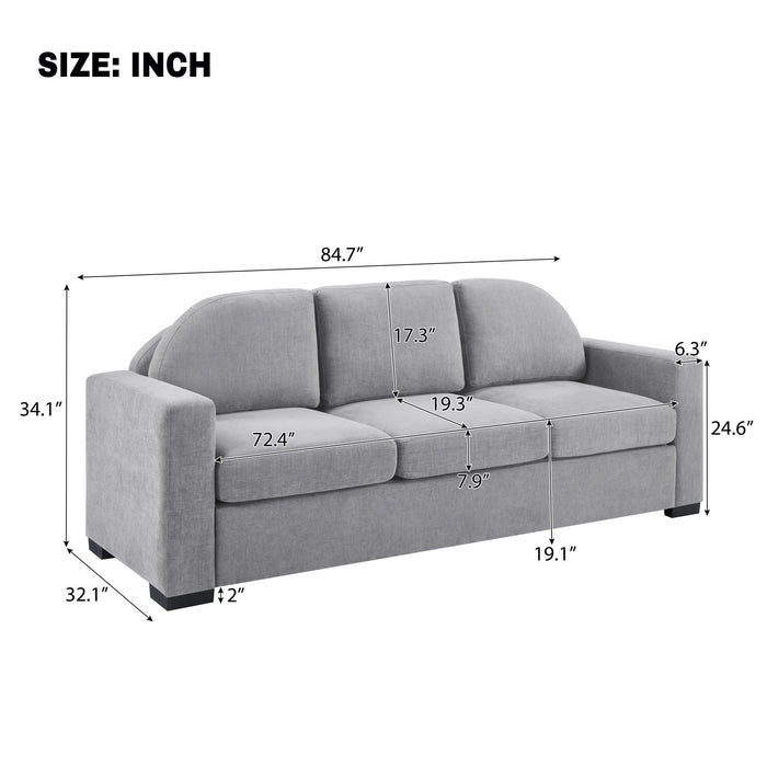 Modern 3 Seater Sofa With Curved Backrest Noble House