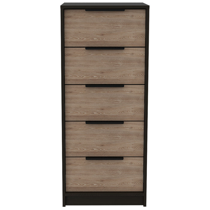 Five Drawer Standard Chest - Brown And Black