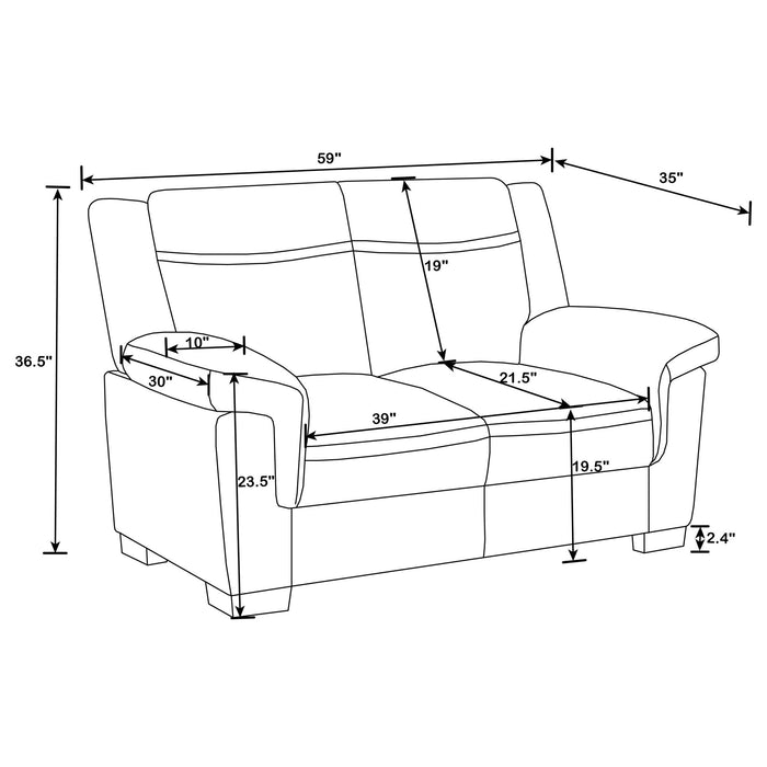 Jacob - Loveseat With Pillow Top Arms Upholstery - Gray Furniture Max