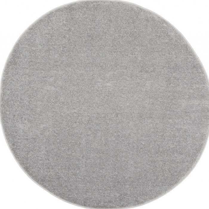 4' X 4' Round Non Skid Indoor / Outdoor Area Rug - Silver Gray