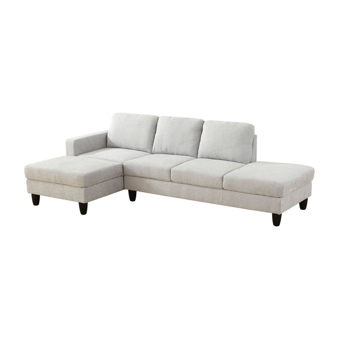 2 Piece L - Shaped Left Chaise Sectional Sofa With Ottoman, Living Room Furniture - White / Gray Home Essentials