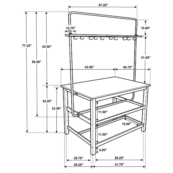 Cowichan - Kitchen Island Counter Table With Pot Rack - White Furniture Max