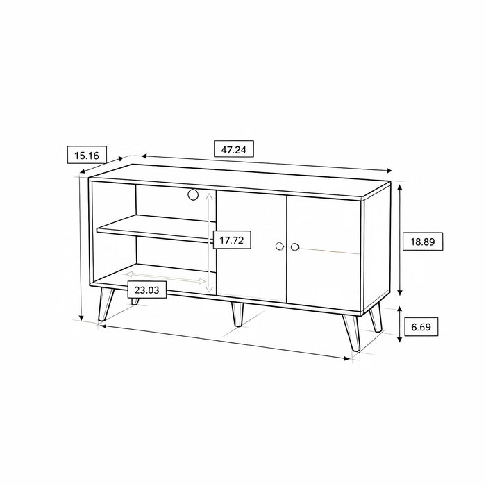 Amidon - TV Stand, With 2 Storage Shelves And 1 Cabinet US Pride