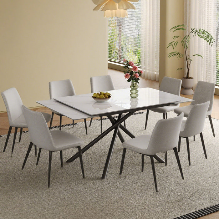 Retractable Sintered Stone Dining Table Set With Chairs
