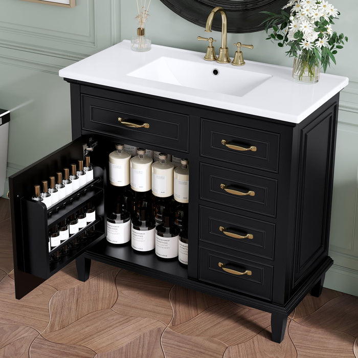 Modern Bathroom Vanity With Sink Top, Flip Drawers, Adjustable Shelf Hearth and Haven