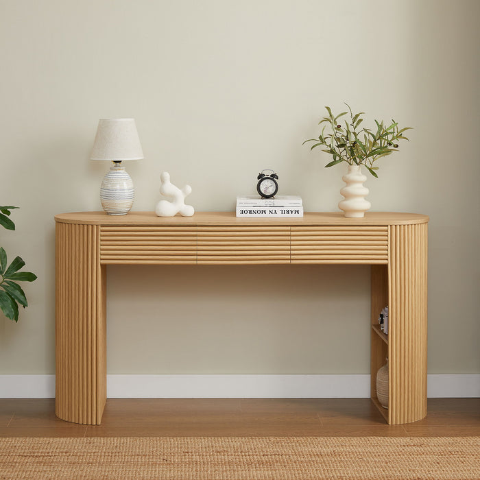 Retro Console Table With Storage, 3 Drawers Noble House