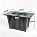 Morden Steel Fire Pit Table With Marble Tile Tabletop, Glass Wind Guard And Lid Patioseek