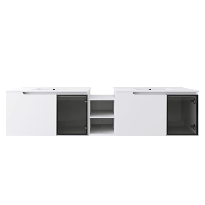 Wall Mounted Bathroom Vanity With Sink, Soft Close Doors, Cabinet & Half Door Home Essentials