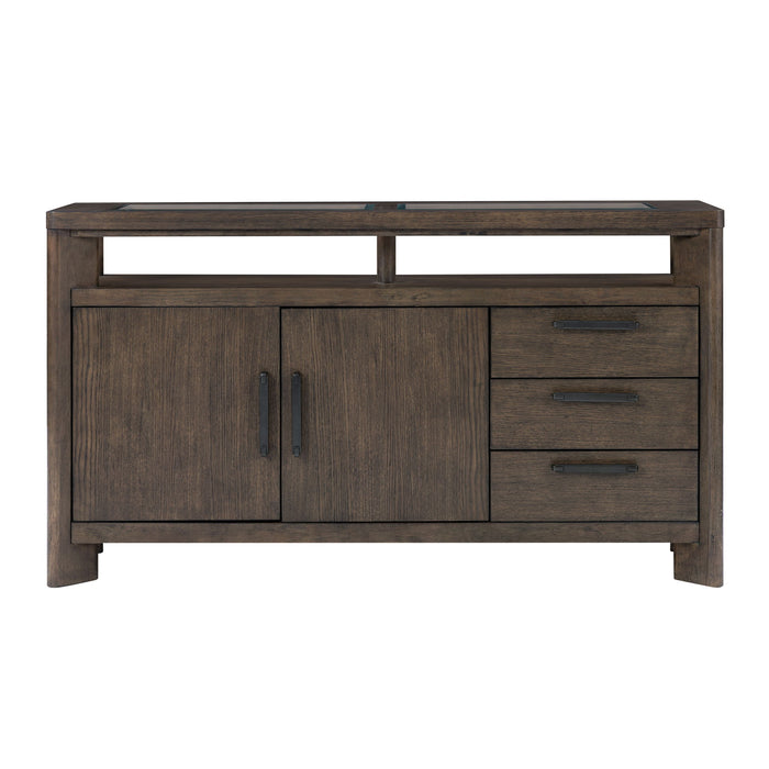 Side Server With Glass Inlay - Dark Oak Emerald Home