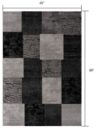 4' x 6' Checkered Power Loom Area Rug - Gray