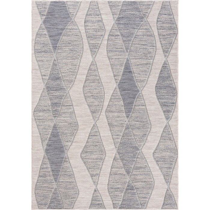 8' X 9' Geometric Indoor / Outdoor Area Rug - Blue / Gray