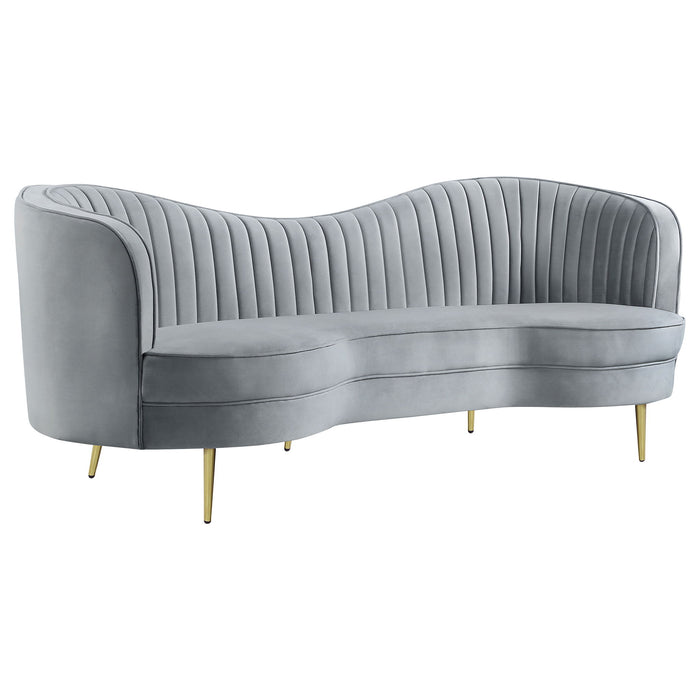 Reigha - Upholstered Sofa Lounge Furniture With Channel Tufted Backrest - Gray Furniture Max