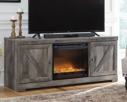 Wynnlow - 63" TV Stand With Glass/Stone Fireplace Insert - Gray Signature Design by Ashley®