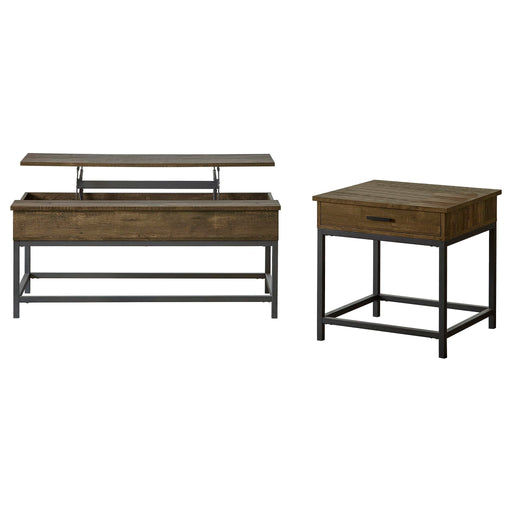 Walton - 2 Piece Coffee And End Table Set With Lift Top Design - Brown Oak Furniture Max