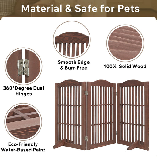 Freestanding Foldable Pet Gate For Dogs - Brown Home Essentials
