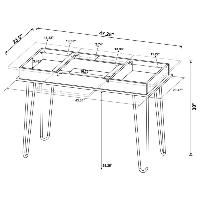 Writing Desk With 4 Hidden Storages - Brown Furniture Max