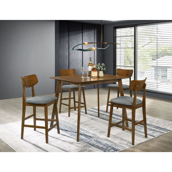 Aston - 5 Piece Counter Height Dining Set With Bent Backs And Upholstered Seats - Walnut Furniture Max