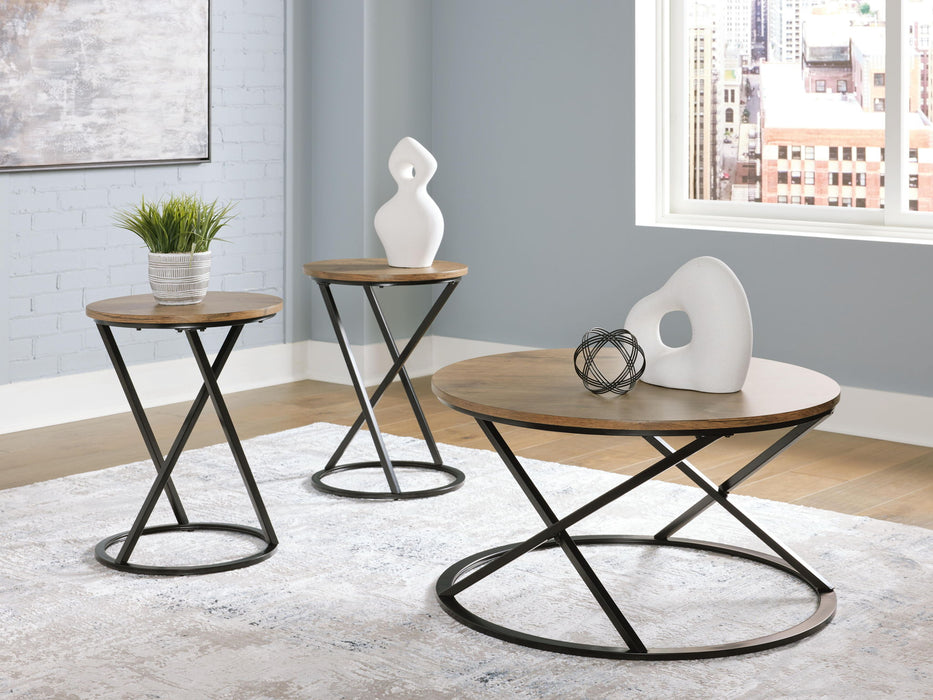 Cassbryn - Occasional Table Set (Set of 3) - Brown / Black Signature Design by Ashley®