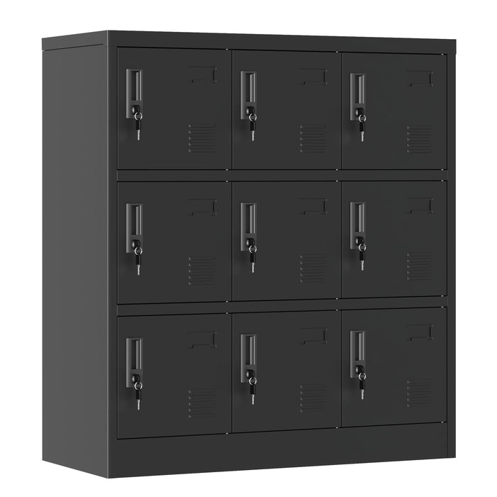 9 Door Employee Storage Locker With Card Slot, Lockers For Office, Gym, School, And Home - Black Home Essentials