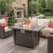 Fire Pit Table, Glass Wind Guard And Rain Cover, Lid - Brown Patioseek