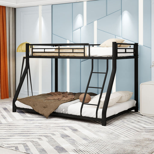 Bunk Bed Frame With Ladder And Guardrail, Heavy Duty Noise Free Design Metal Construction Home Essentials