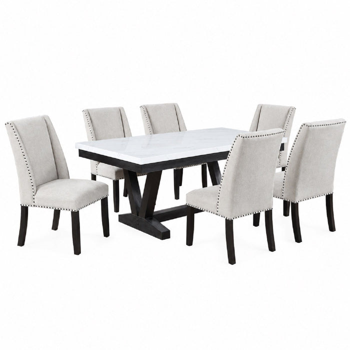 Dining Set With Upholstered Wing Back Chairs Home Essentials