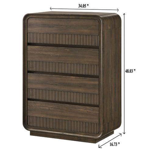 Flair Rounded Edges 1 Piece Chest, 5 Drawer Storage Bedroom Furniture - Brown Home Essentials