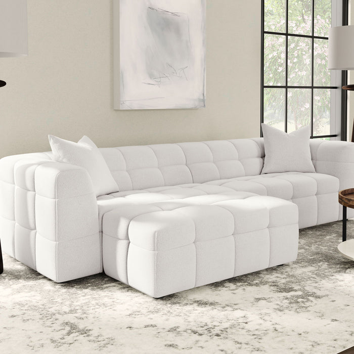Sooke - Rectangular Ottoman - Off White Furniture Max