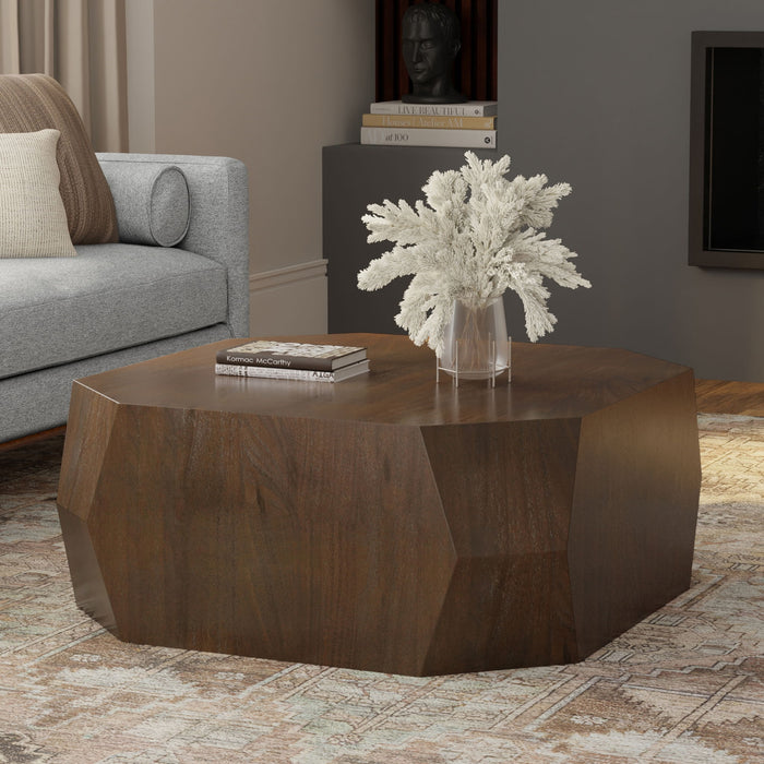 Eisley - Coffee Table With Geometric Design, - Walnut Simpli-Home
