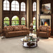Upholstered Sofa With Nailhead Trim, Rolled Armrests With Ottoman Home Essentials