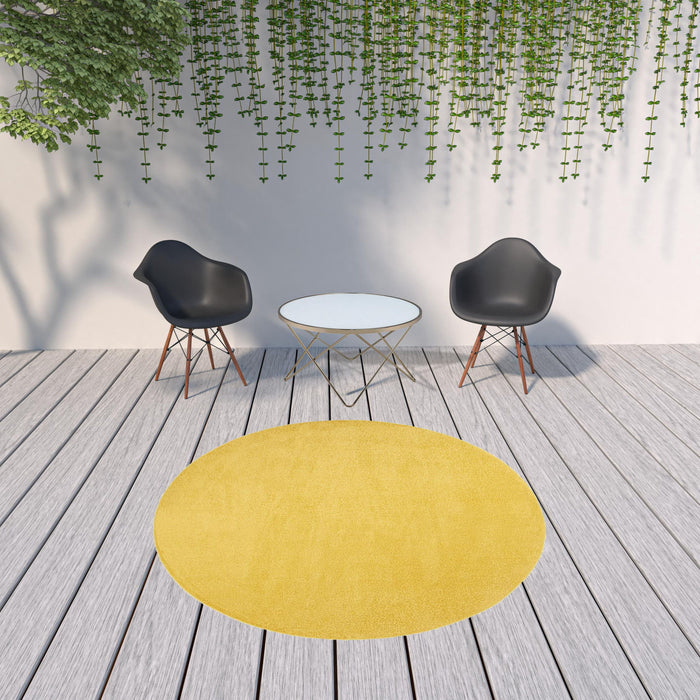 8' X 8' Round Non Skid Indoor / Outdoor Area Rug - Yellow