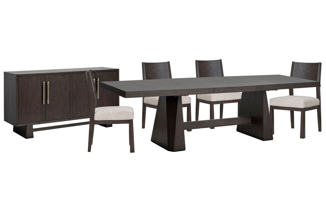 Tauren - 6 Piece Extendable Double Pedestal Dining Table Set Magnussen Furniture