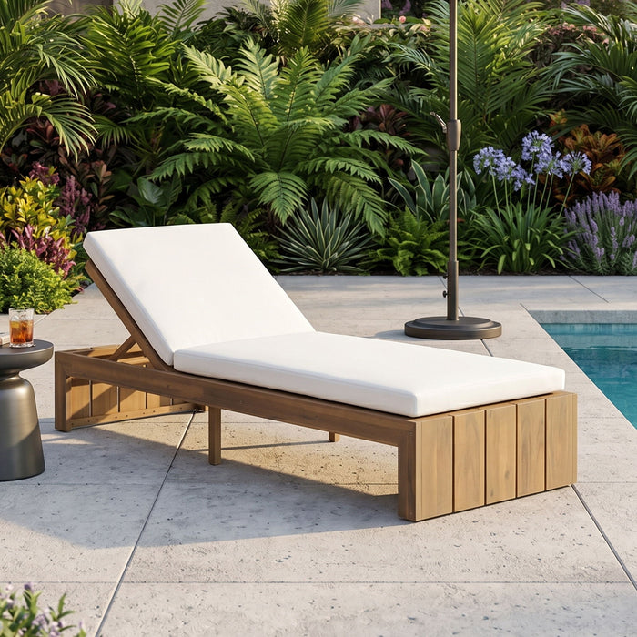 Adjustable Outdoor Chaise Lounge Patio Recliner With Removable Cushion Hearth and Haven