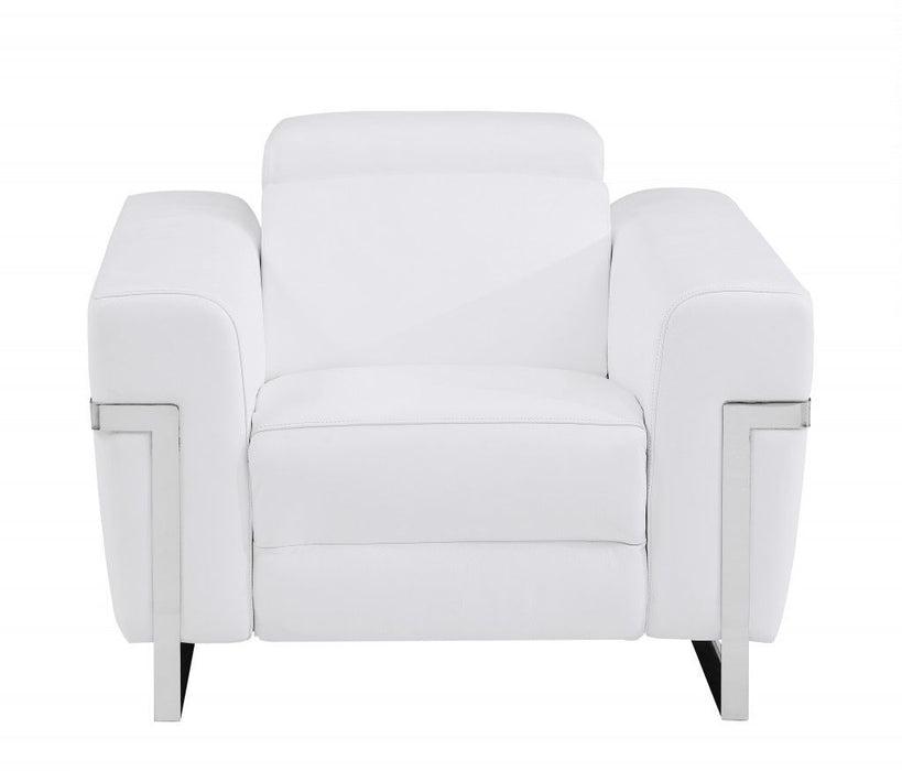 Italian Leather Power Recliner Chair 41" - White
