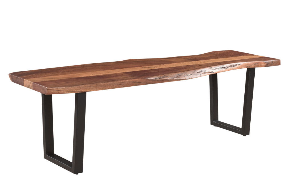 Solid Wooden Dining Bench - Brown / Black