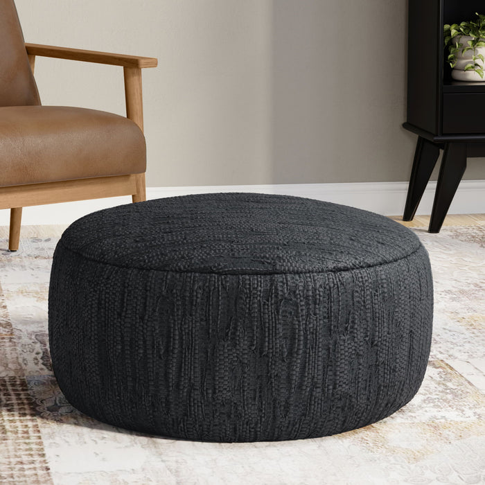 Fredrik - Round Pouf - Black Simpli-Home