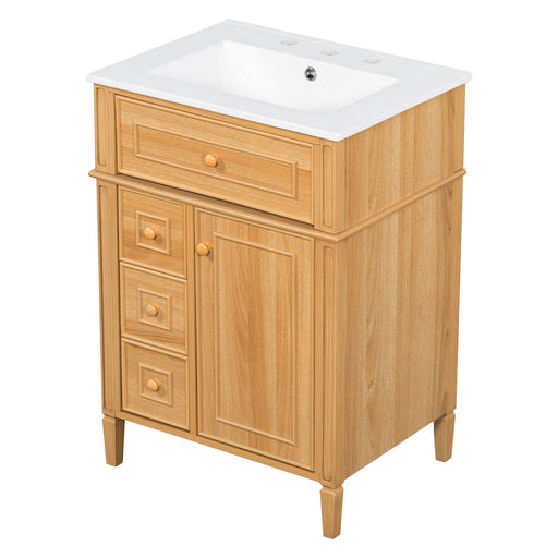 Bathroom Vanity With Sink, Cabinet With Flip Out Drawer, 2 Soft Close Drawers, 1 Soft Close Door - Wood Hearth and Haven