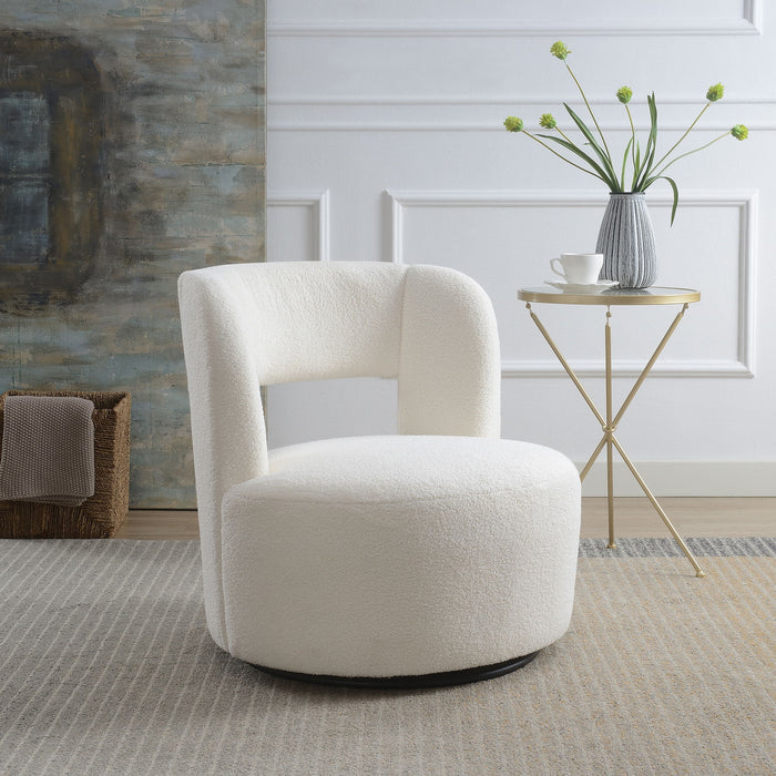 Swivel Comfy Round Barrel Chair With Soft Teddy Fabric For Living Room